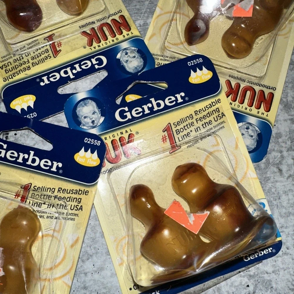 As Is 5- 2pk Gerber NUK Orthodontic Latex Bottle Nipples Fast Flow Sz 2
